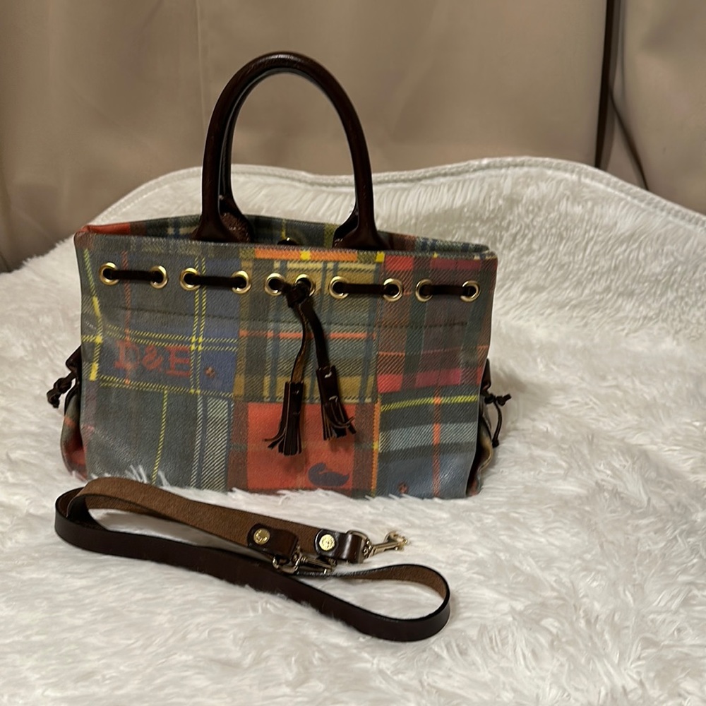 Plaid Handbag with Detachable Strap
